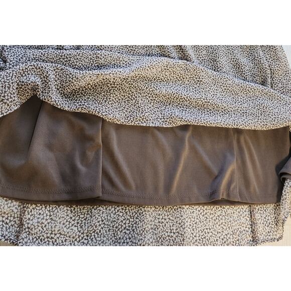 MSK Taupe and Cream Long Sleeve Belted Ditsy Print Midi Dress Size  12 - Picture 11 of 13